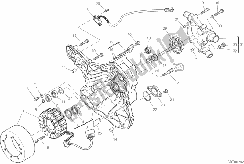 Alle onderdelen voor de Waterpomp-altr-zijde Crnkcse Deksel van de Ducati Supersport S USA 937 2020
